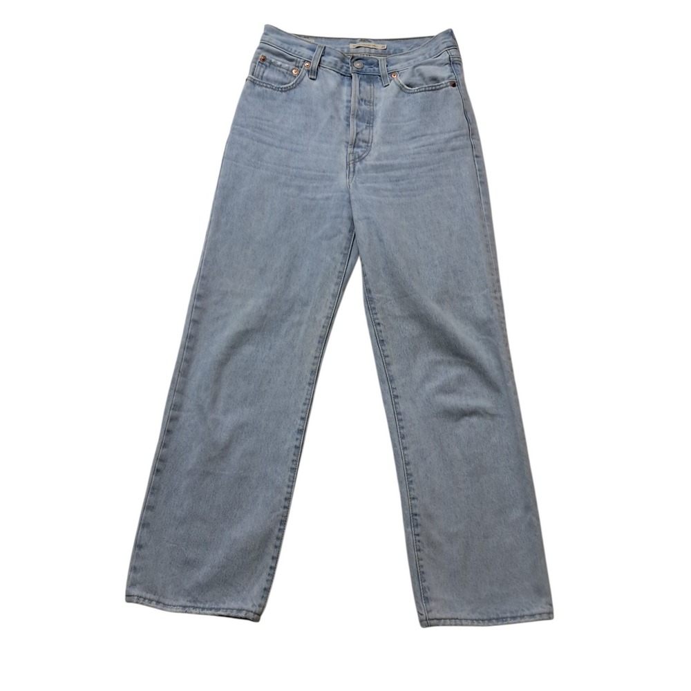 Levi's Jeans Womens 25 Light Blue Ribcage Straight Ankle Premium High Rise Denim